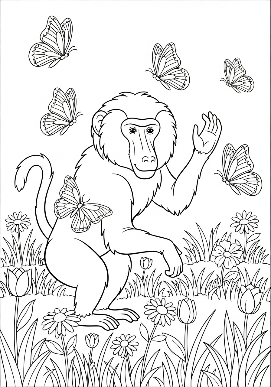immagine di babbuino da colorare