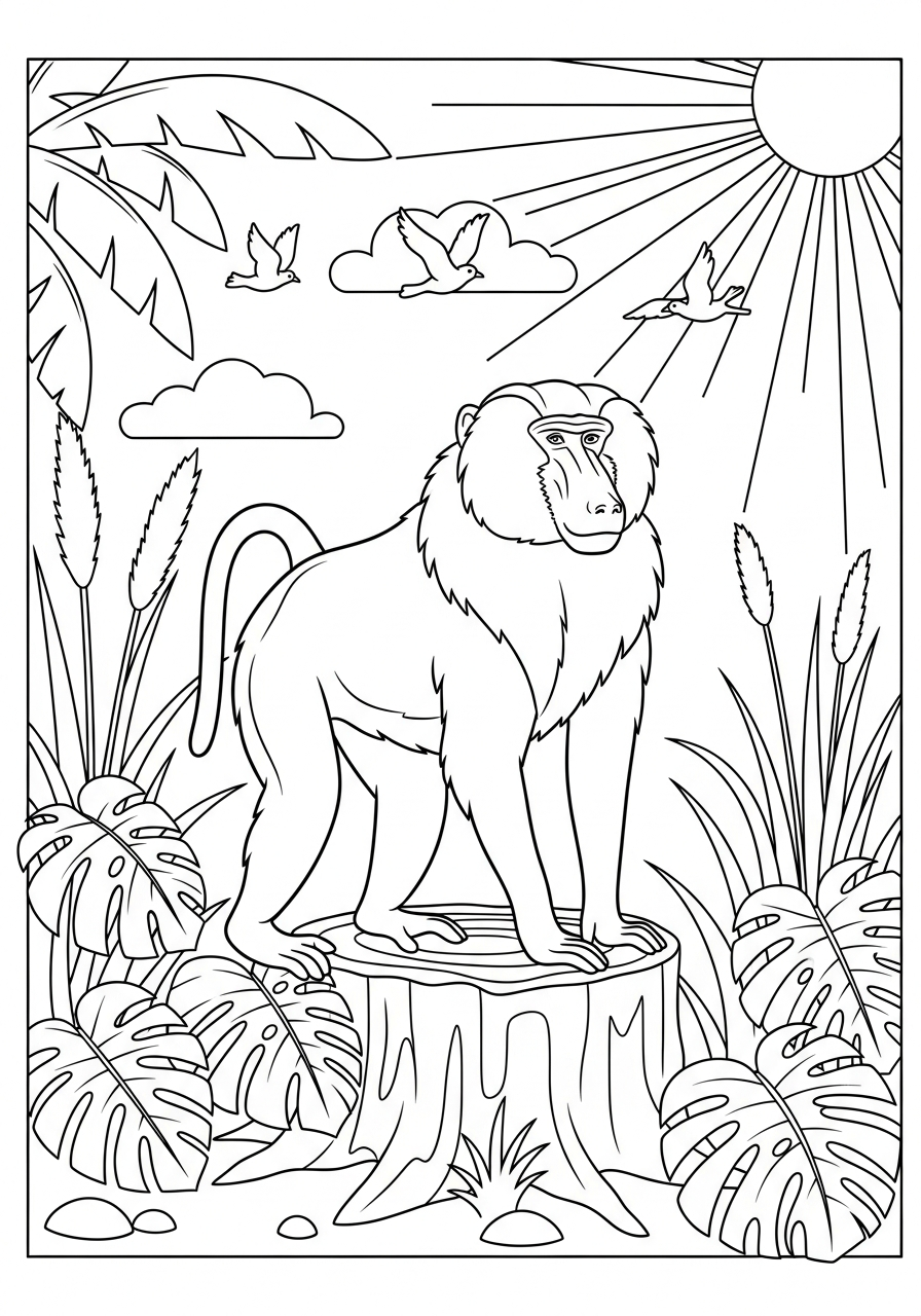 disegno babbuino da colorare per bambini