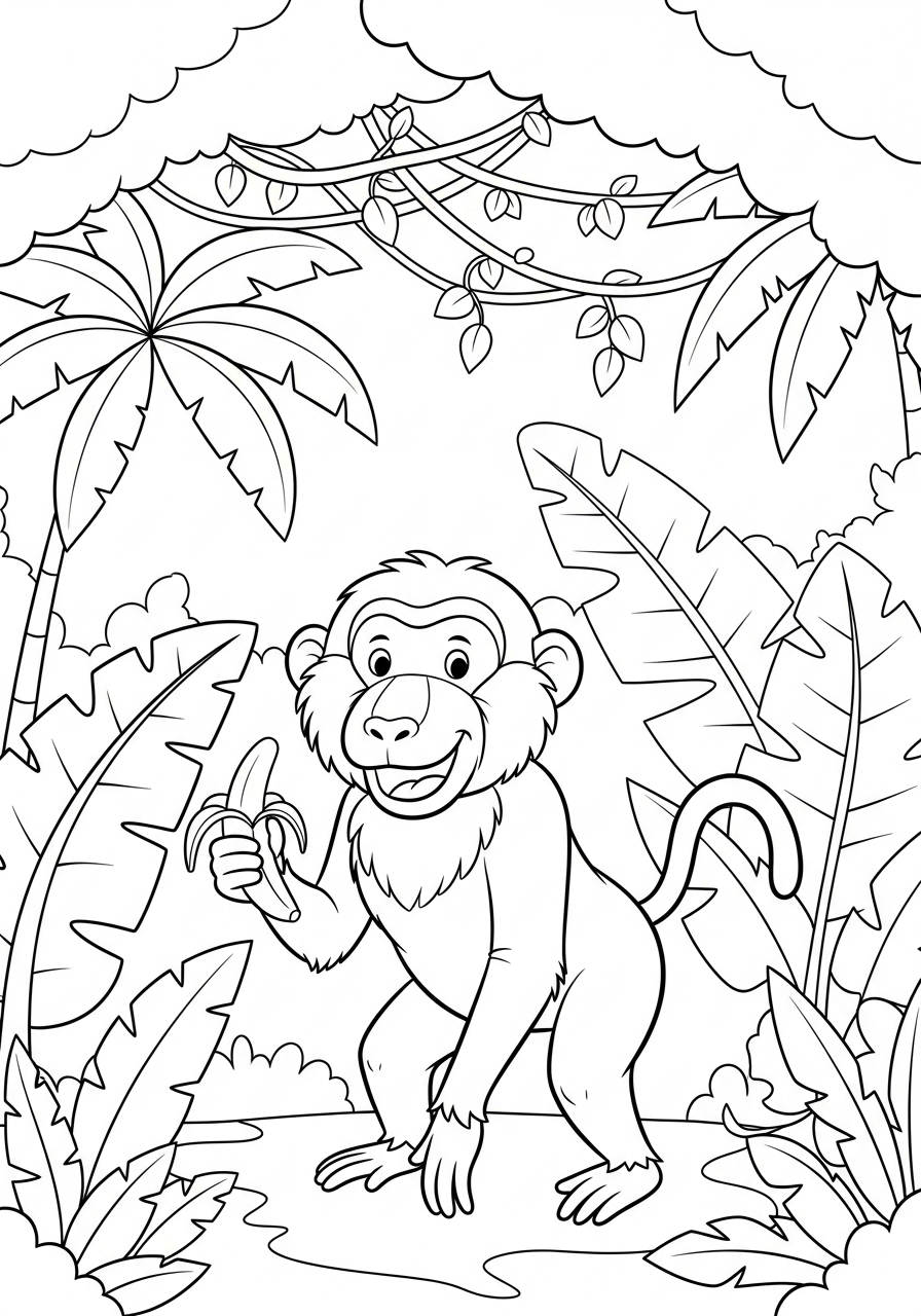 disegni di babbuino da colorare per bambini