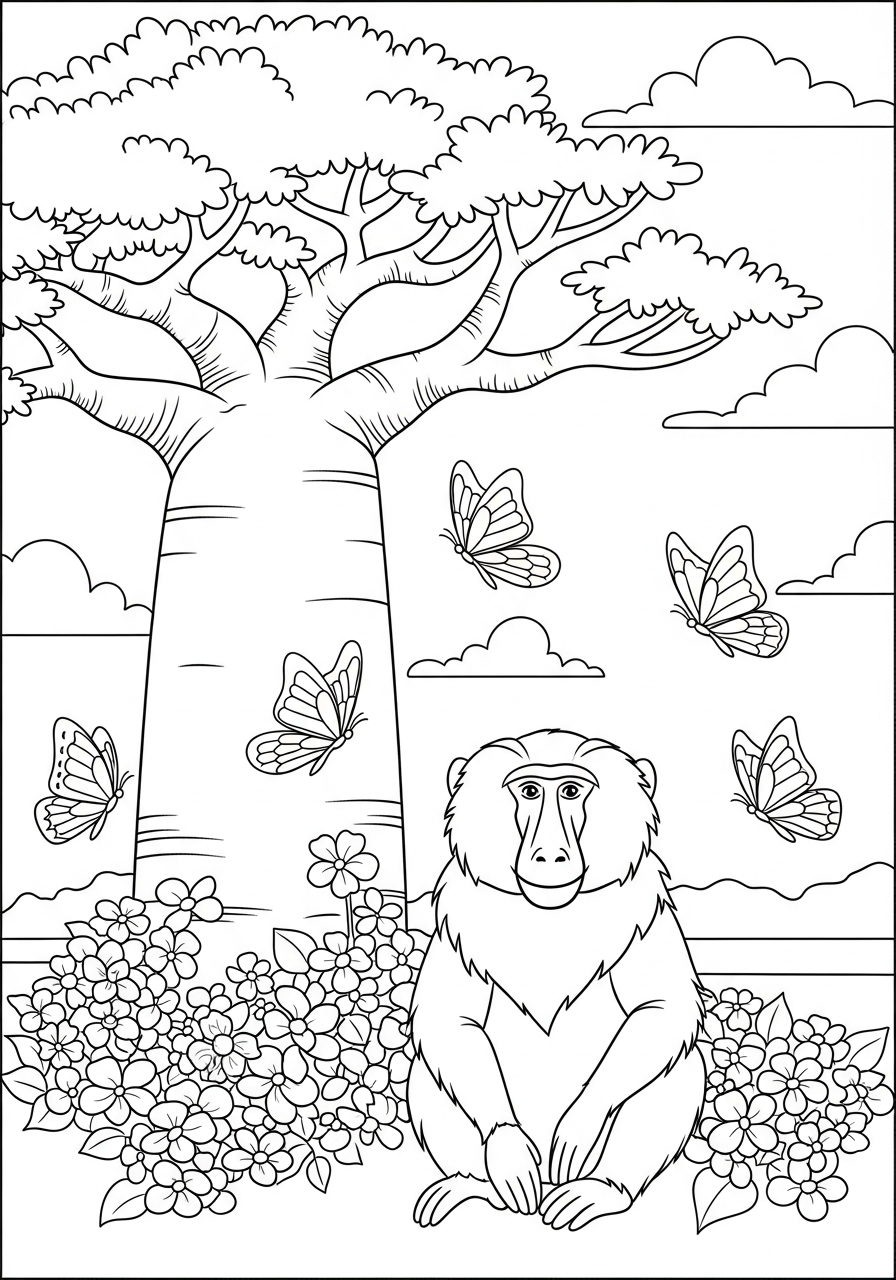 disegni di babbuino da colorare e stampare 2