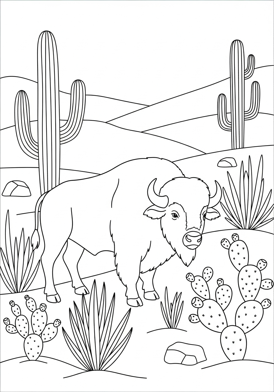 Bufalo 8 disegno bufalo da colorare per bambini