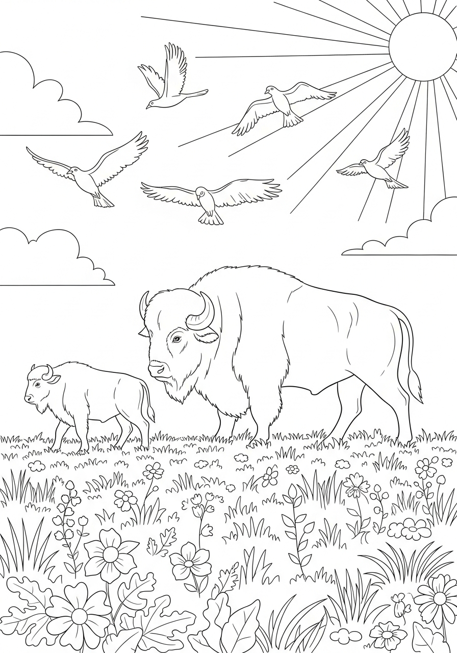 Bufalo 4 immagini di bufalo da colorare e stampare