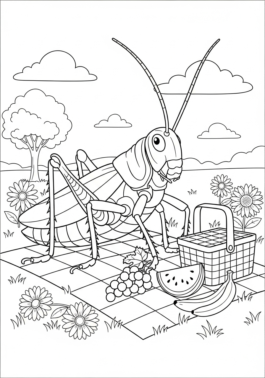 disegni cavalletta da colorare per bambini