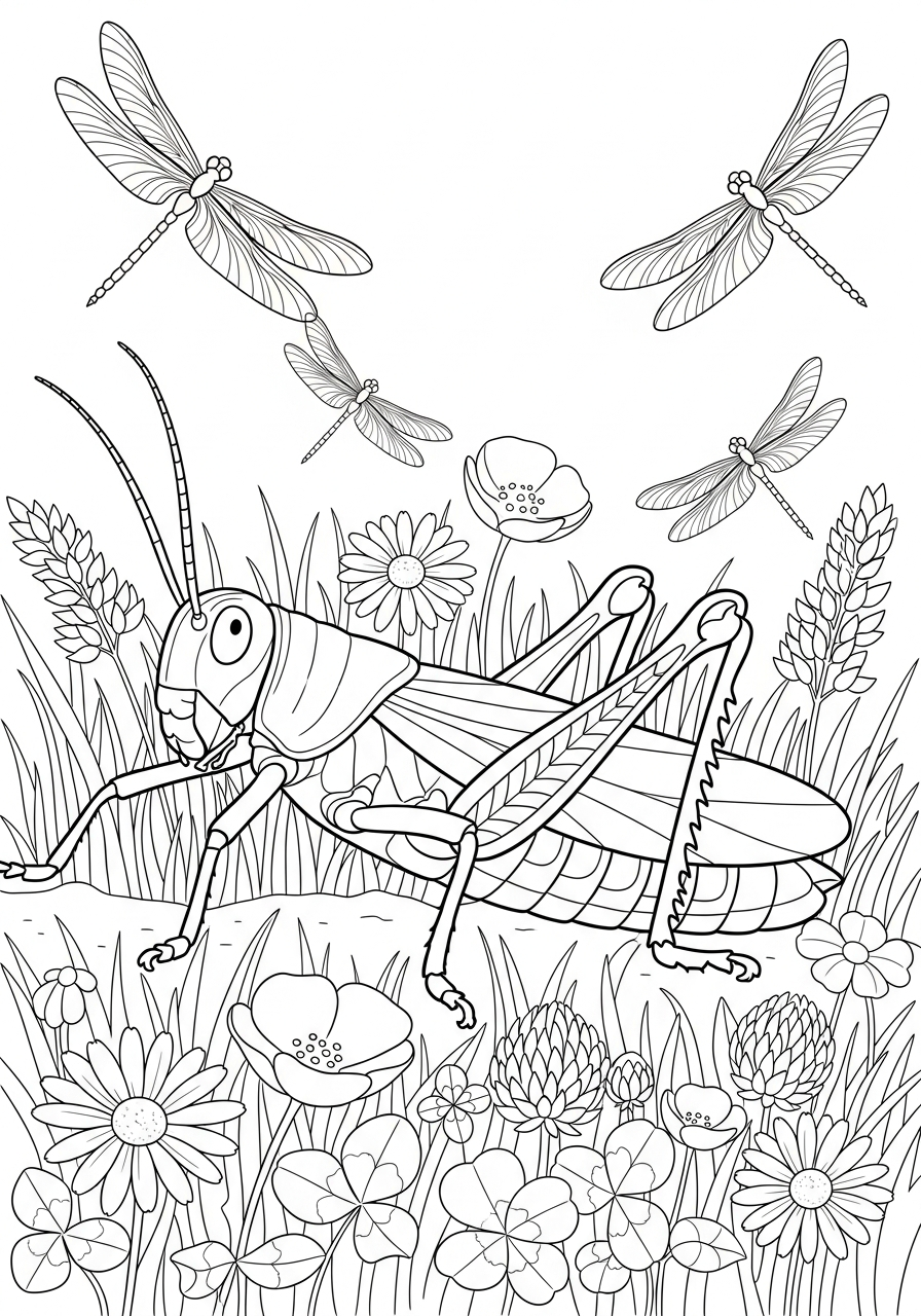 disegno cavalletta da colorare per bambini