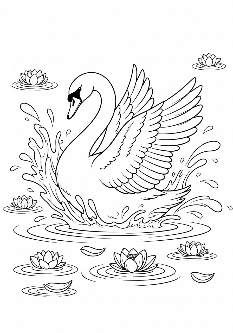 cigno disegno facile da colorare