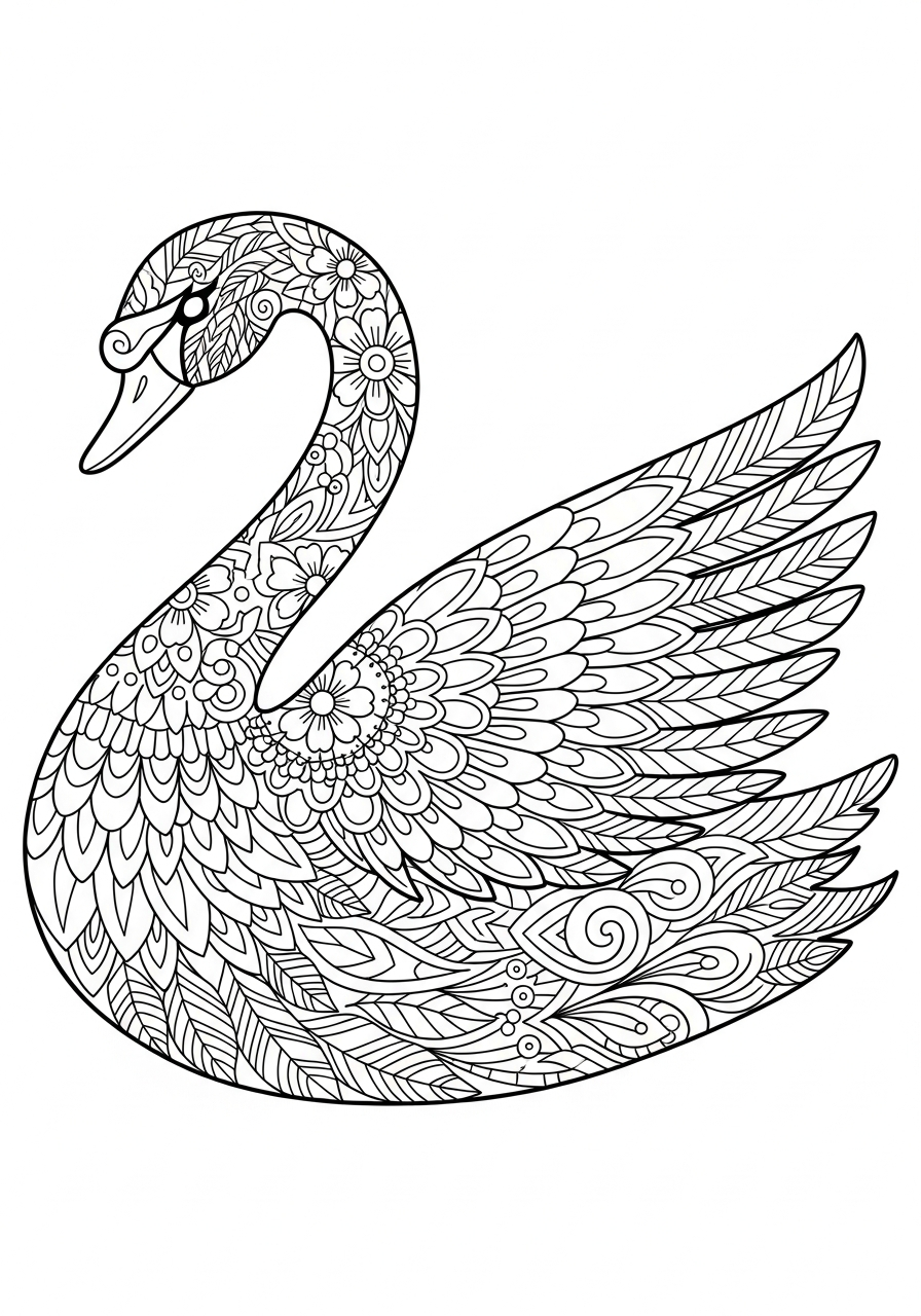 cigno disegno da colorare facile