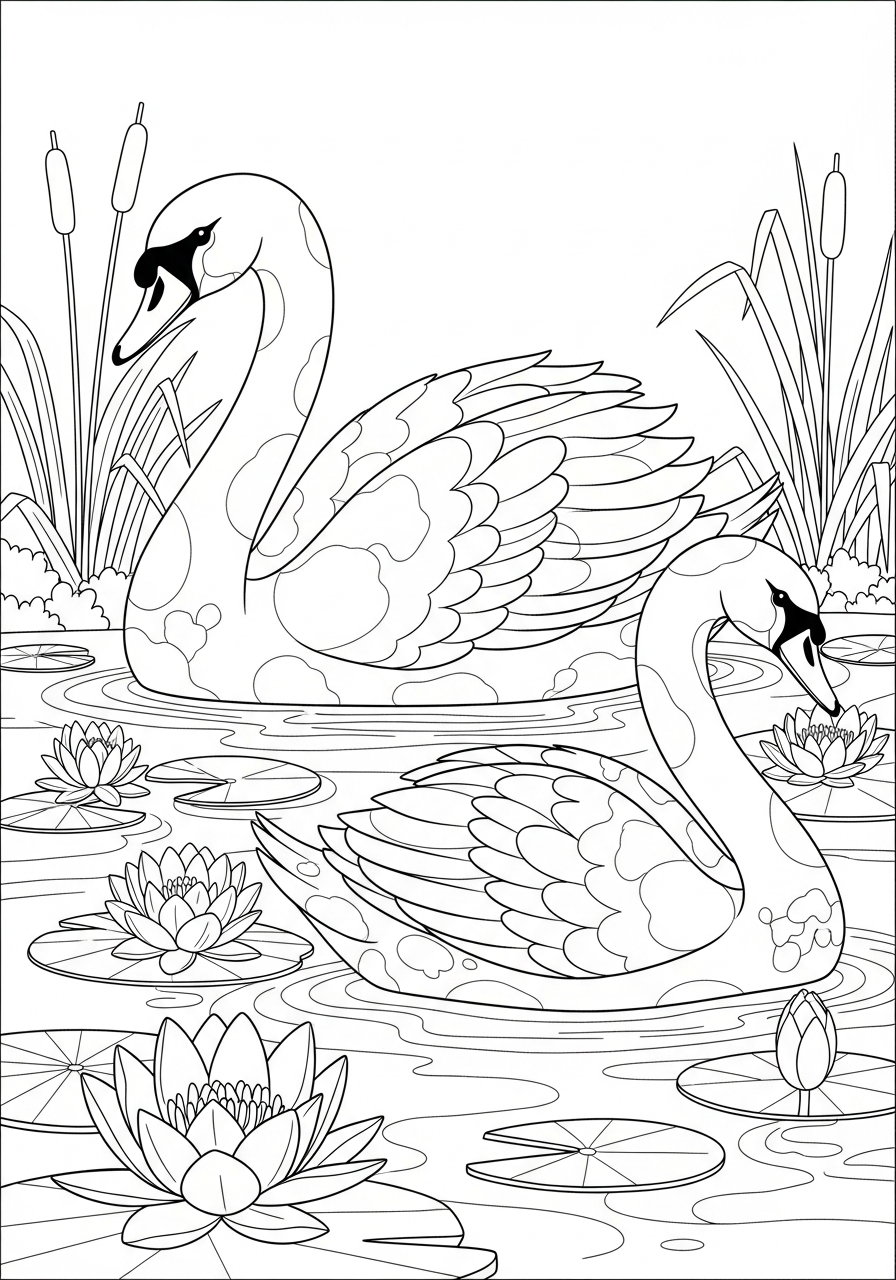 cigno da colorare per bambini