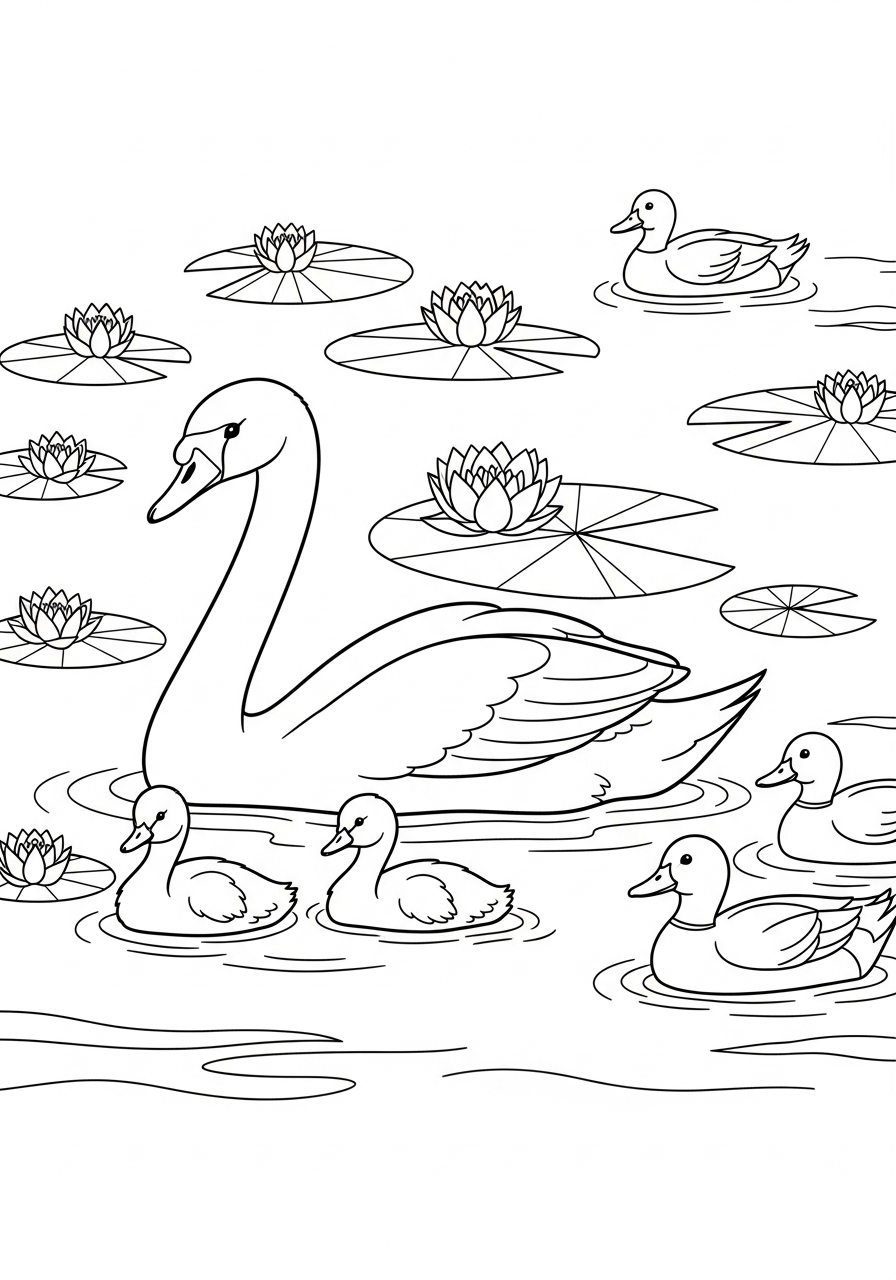 cigno da colorare e stampare a4