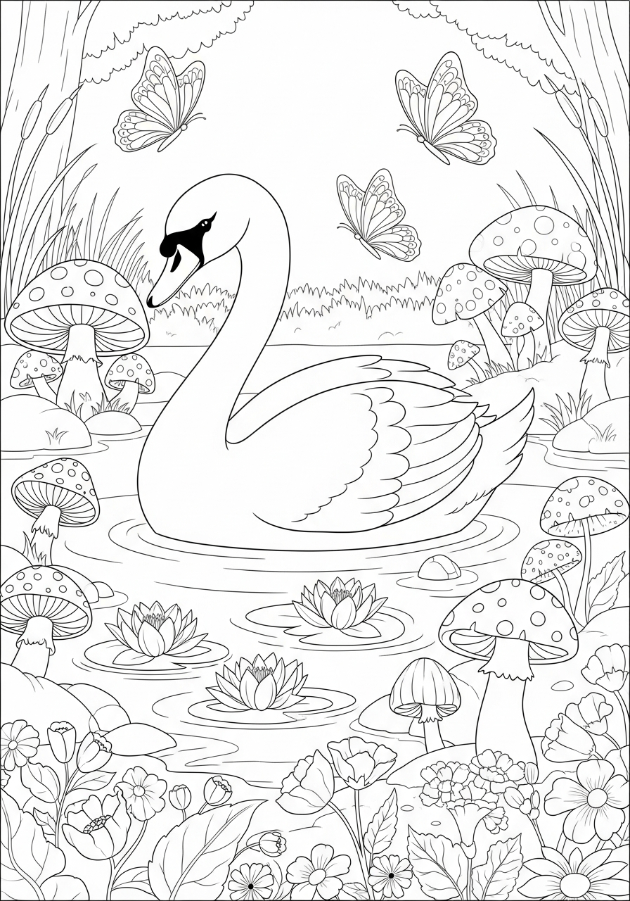 disegni facili di cigno da colorare