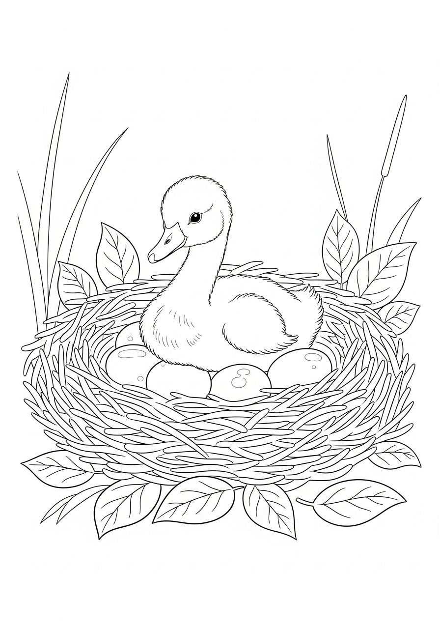 cigno disegno da colorare facile 2