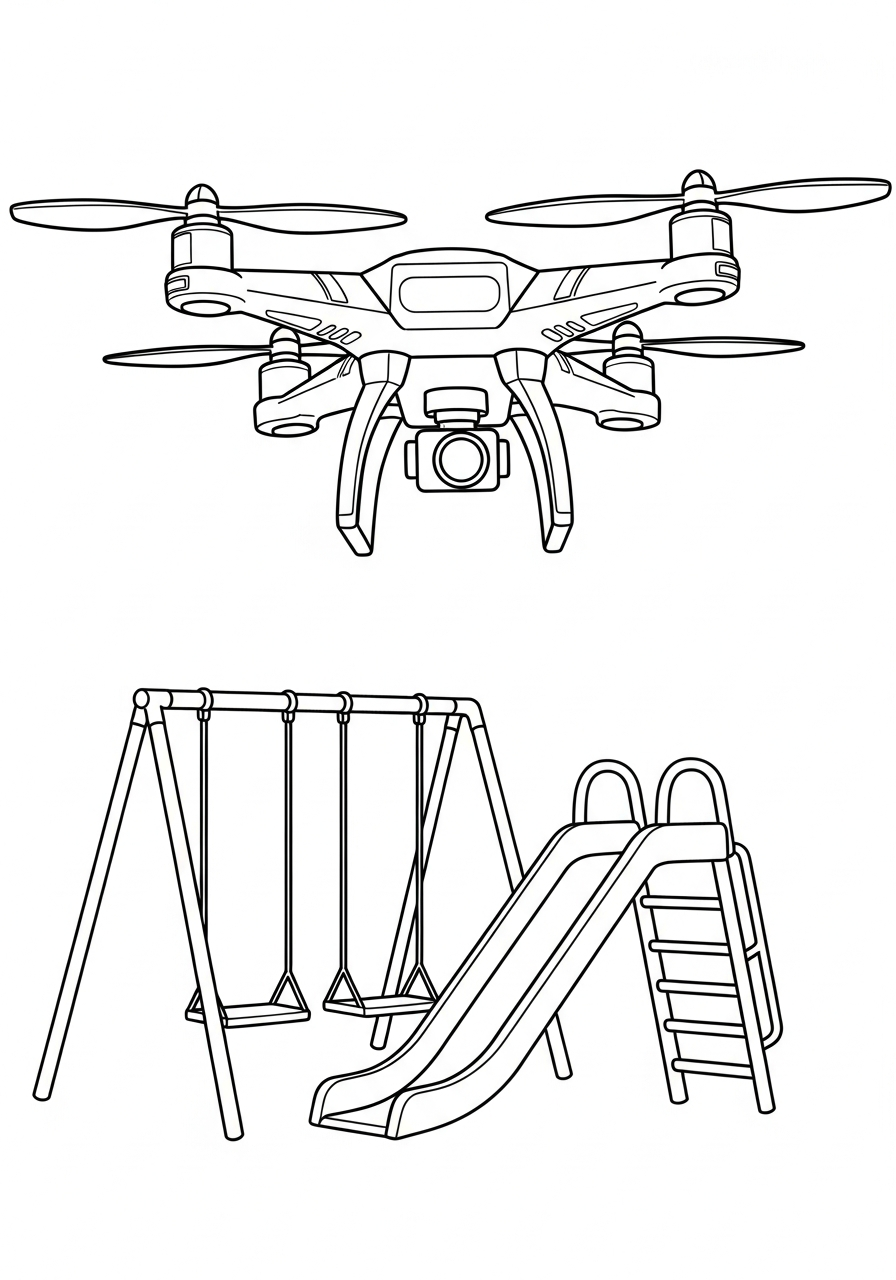 Drone 4 drone da stampare e colorare per bambini
