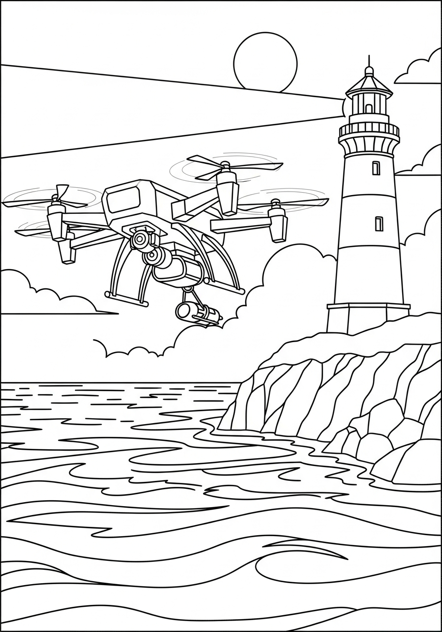 Drone 16 drone disegno da colorare facile