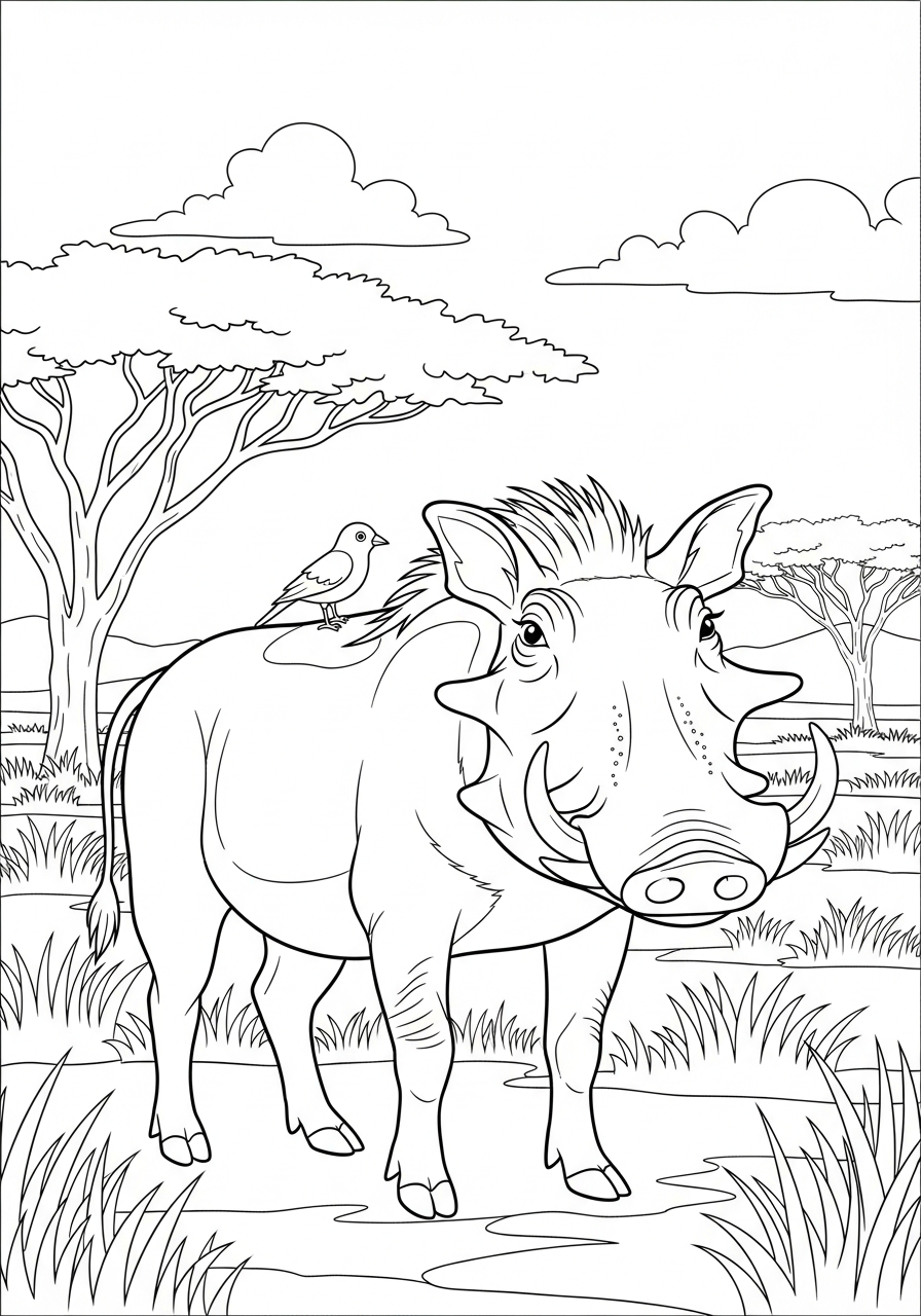 facocero da colorare bambini