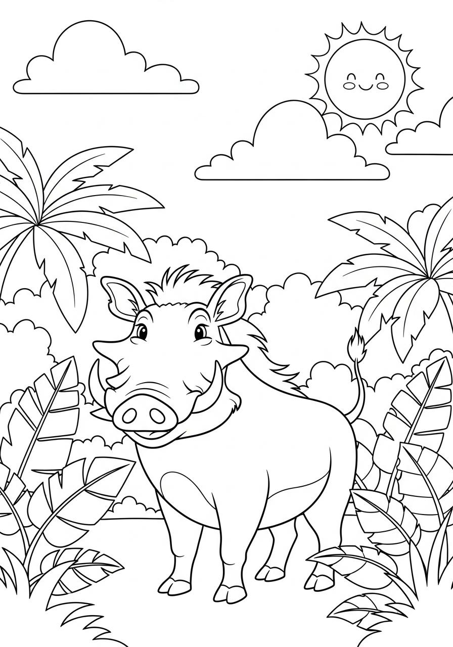 disegno di facocero da stampare e colorare