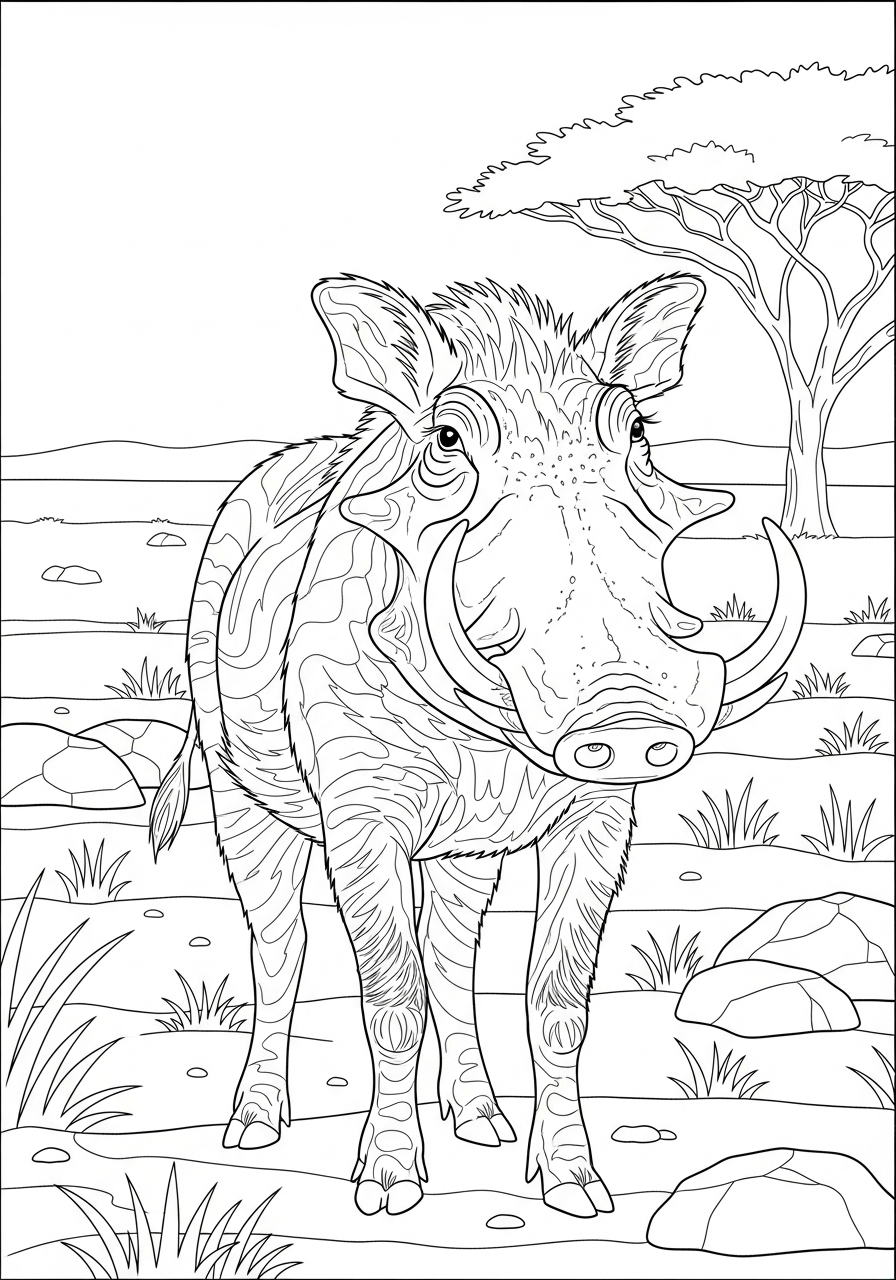 facocero da colorare per bambini