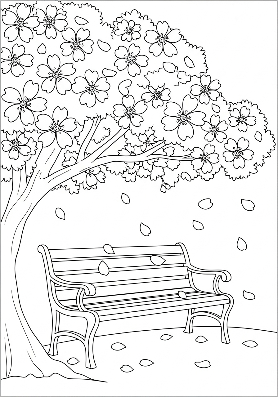 immagine fiore di ciliegio da colorare