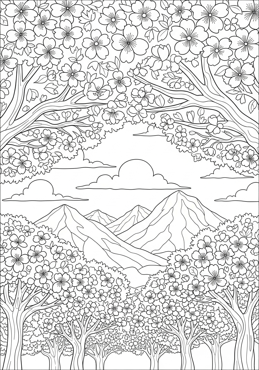 fiore di ciliegio da colorare e stampare a4 1