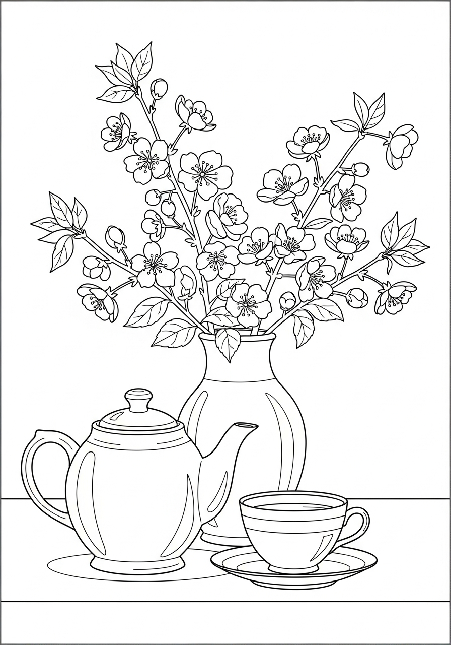 disegno fiore di ciliegio da colorare e stampare
