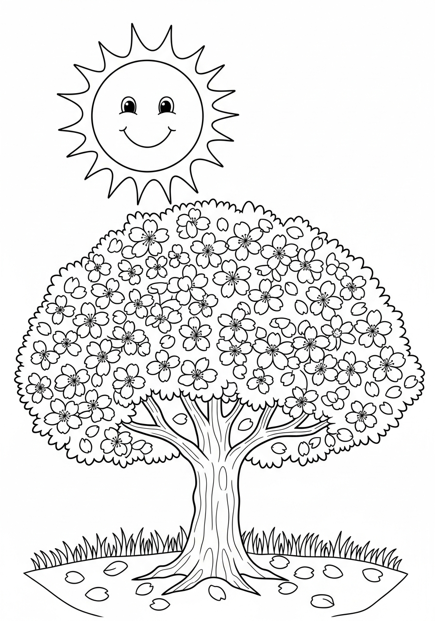 fiore di ciliegio da colorare e stampare