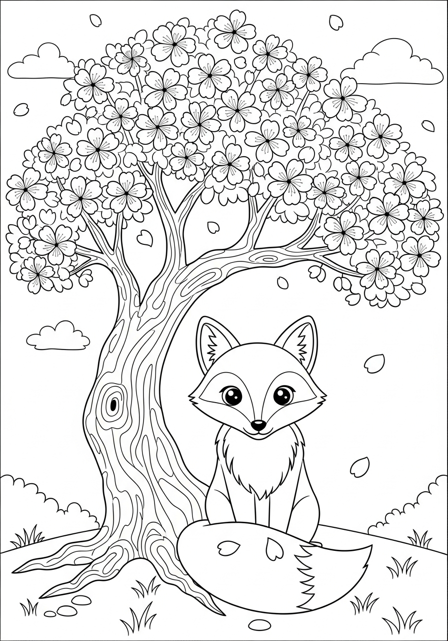 disegni fiore di ciliegio da colorare