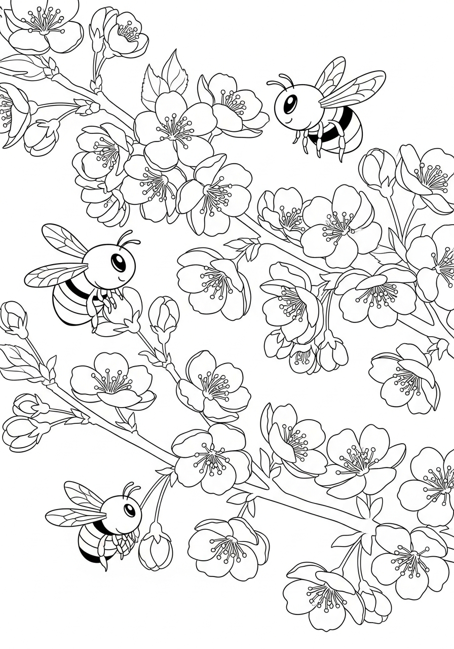 disegni da stampare e colorare fiore di ciliegio