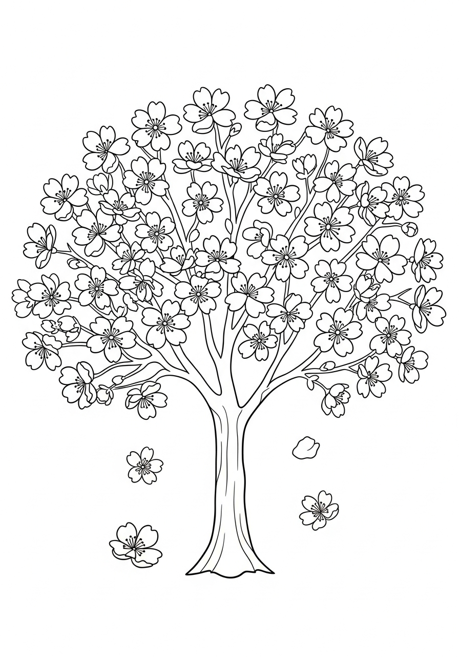 fiore di ciliegio da colorare e stampare a4