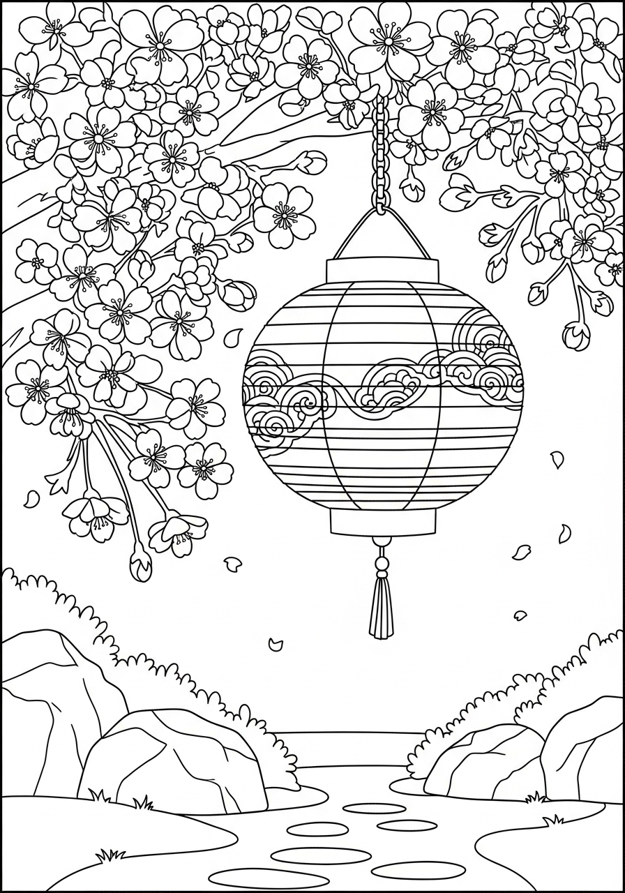 fiore di ciliegio da colorare bambini