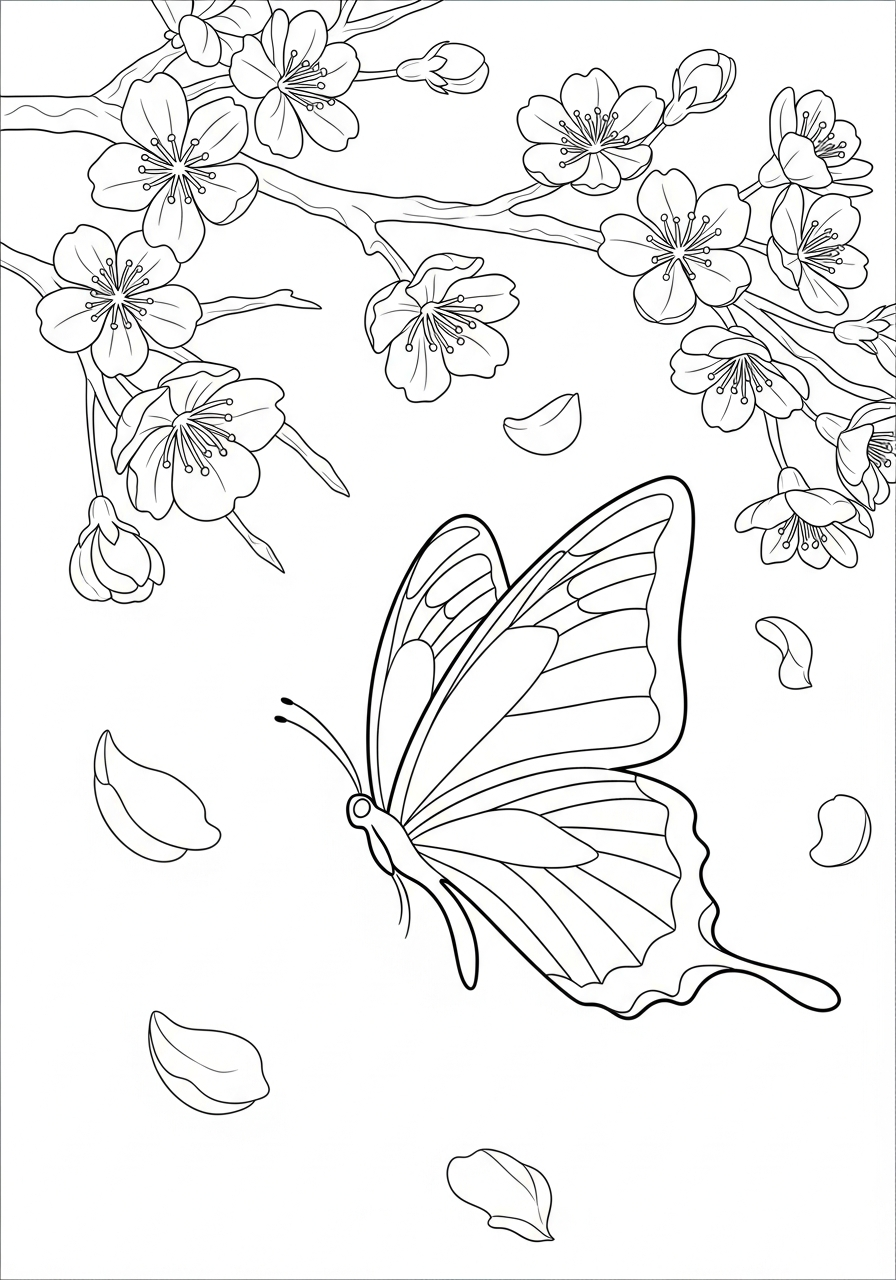 fiore di ciliegio da colorare pdf gratis