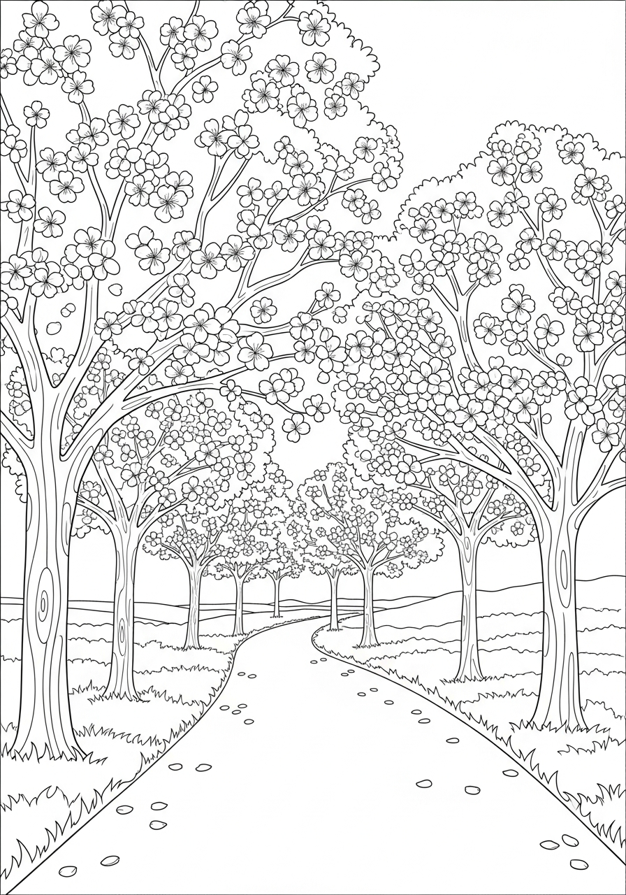 immagini di fiore di ciliegio da colorare per bambini