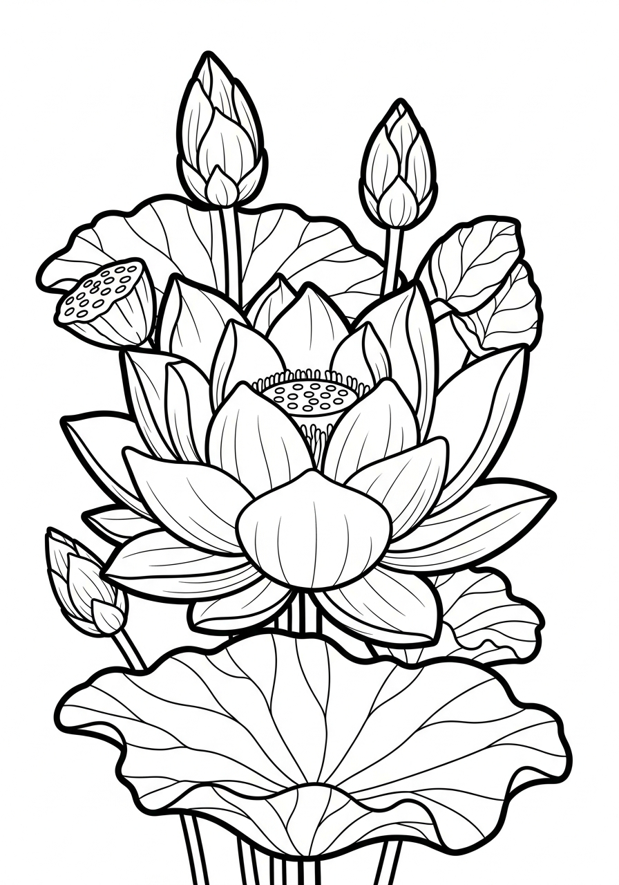 fiore di loto da colorare