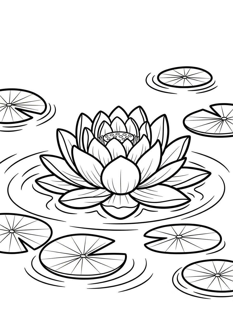 disegno fiore di loto da colorare per bambini