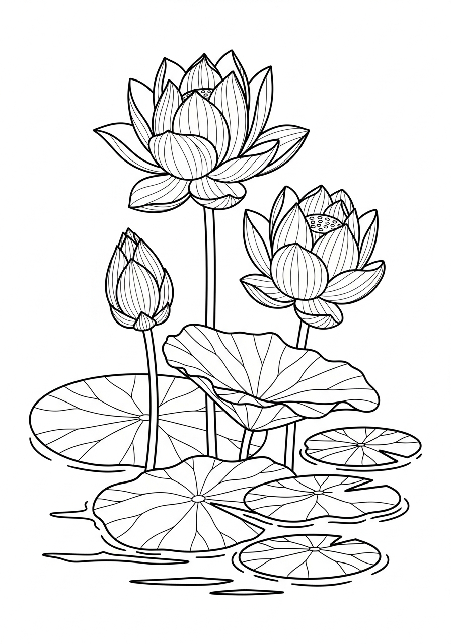 fiore di loto da colorare facile