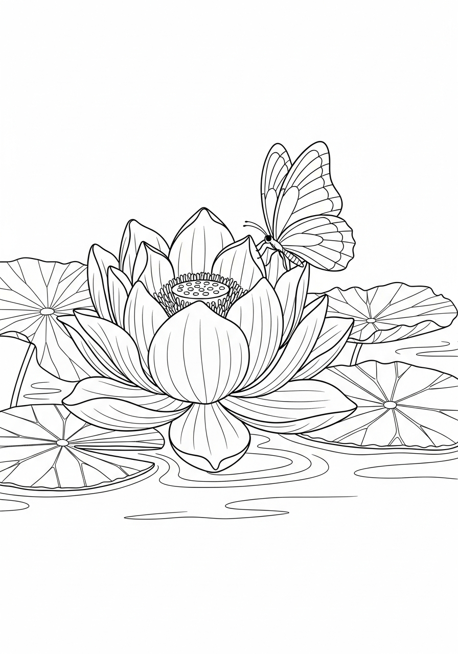 fiore di loto da colorare bambini 1