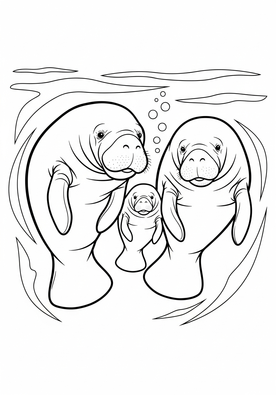 disegni facili di lamantino da colorare