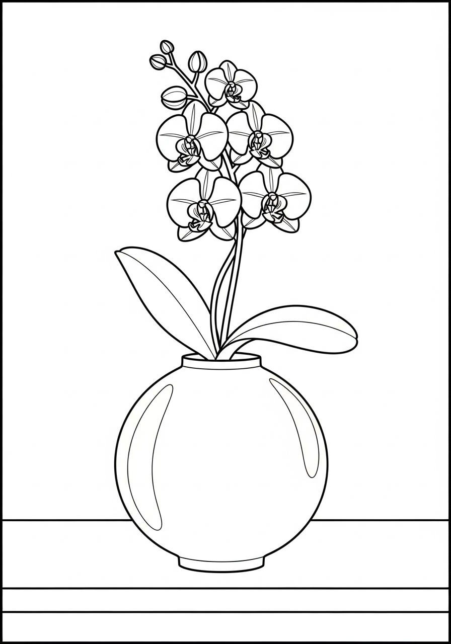 disegno orchidea da colorare per bambini