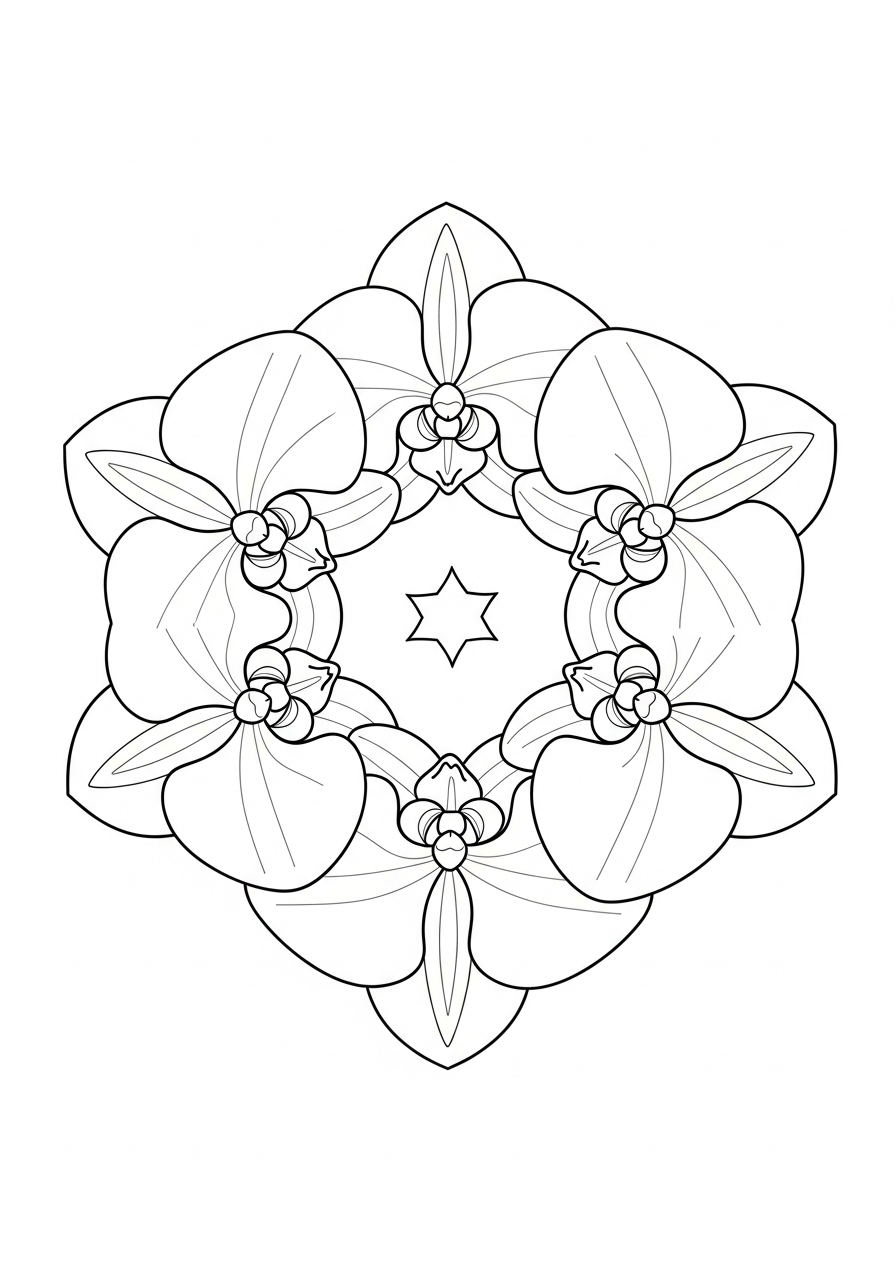 disegno di orchidea da stampare e colorare