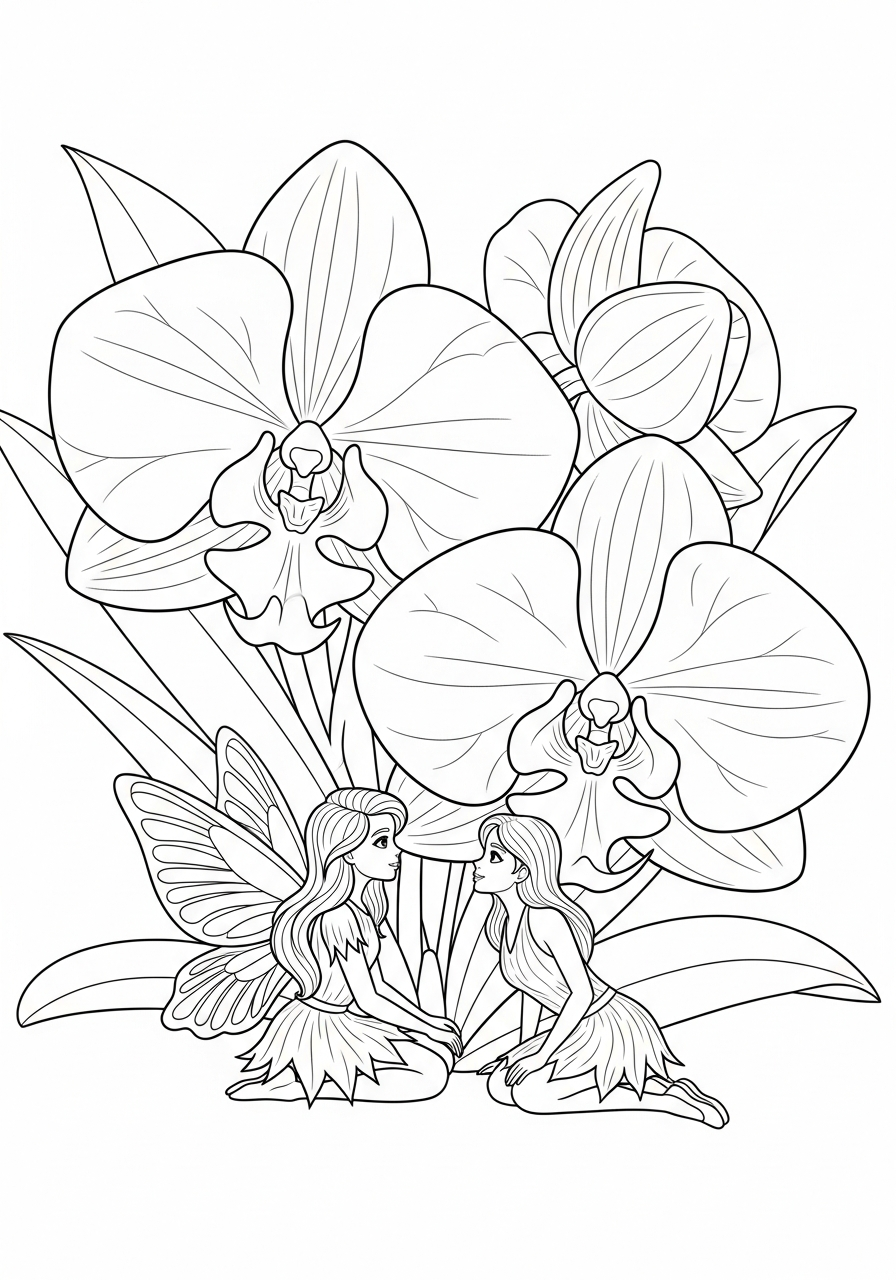 orchidea da stampare e colorare per bambini