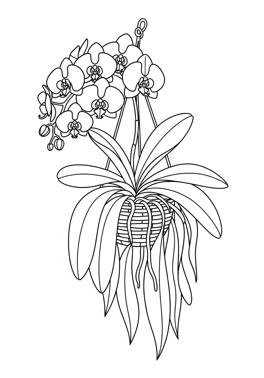 disegni di orchidea da colorare per bambini