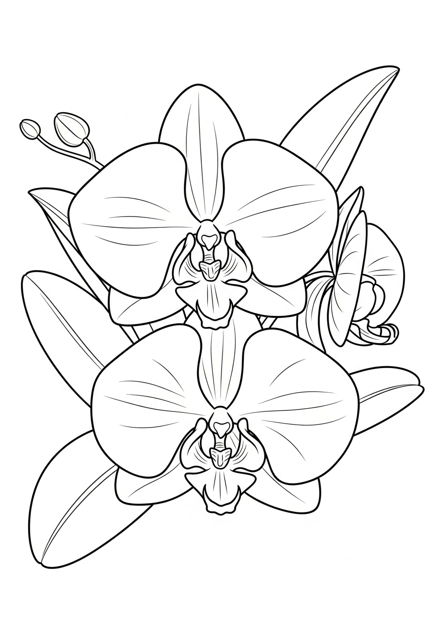 disegni orchidea facili da colorare