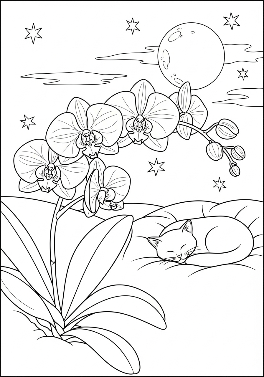 orchidea da colorare bambini