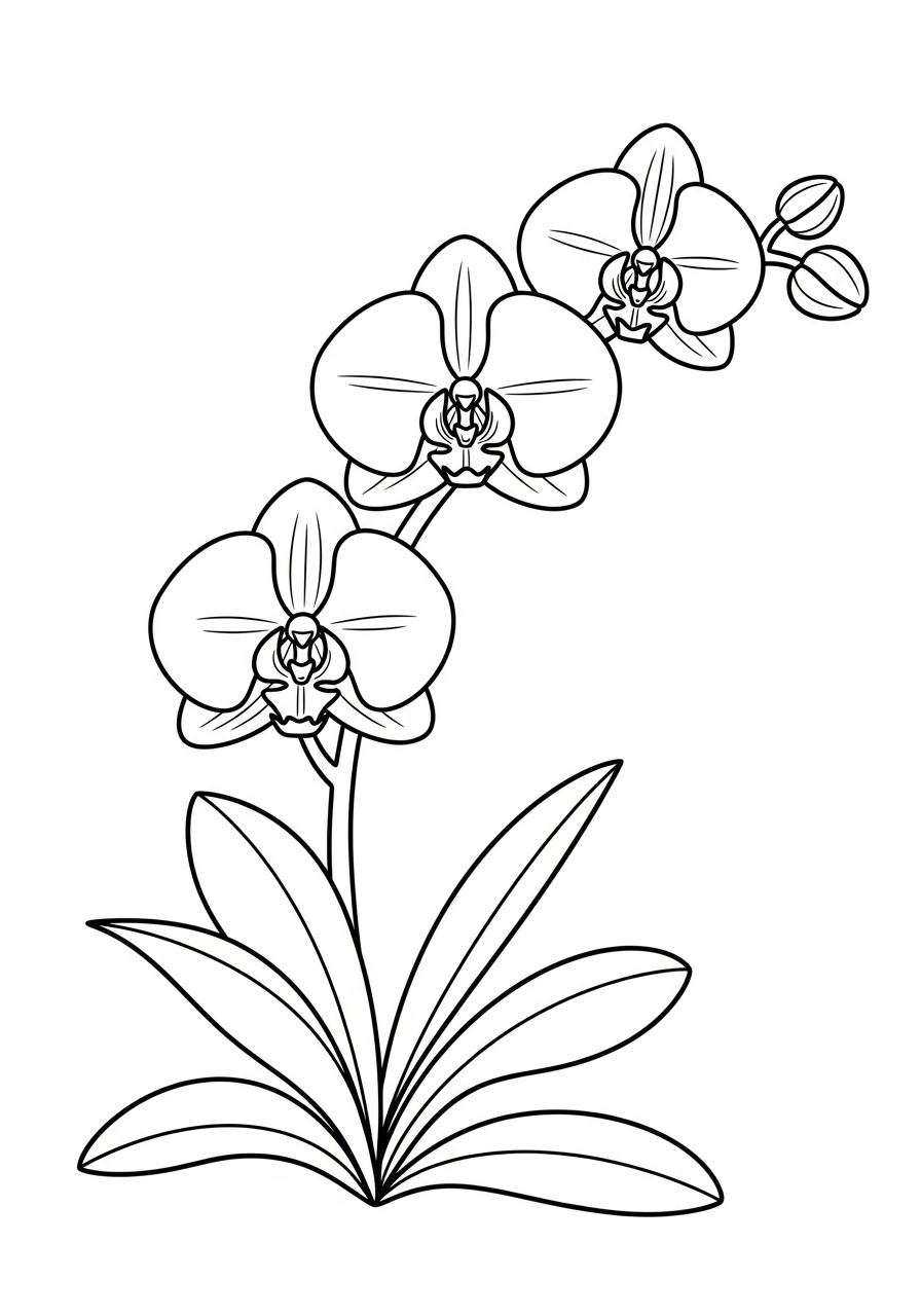 orchidea disegno da colorare facile