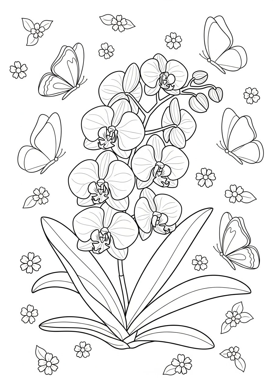 orchidea immagini da colorare per bambini 2