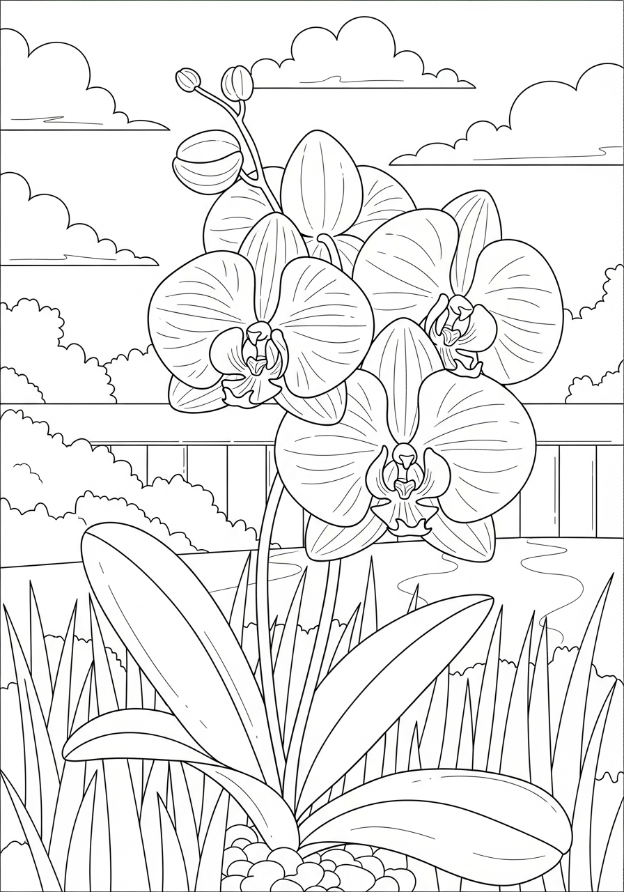 immagine da colorare orchidea