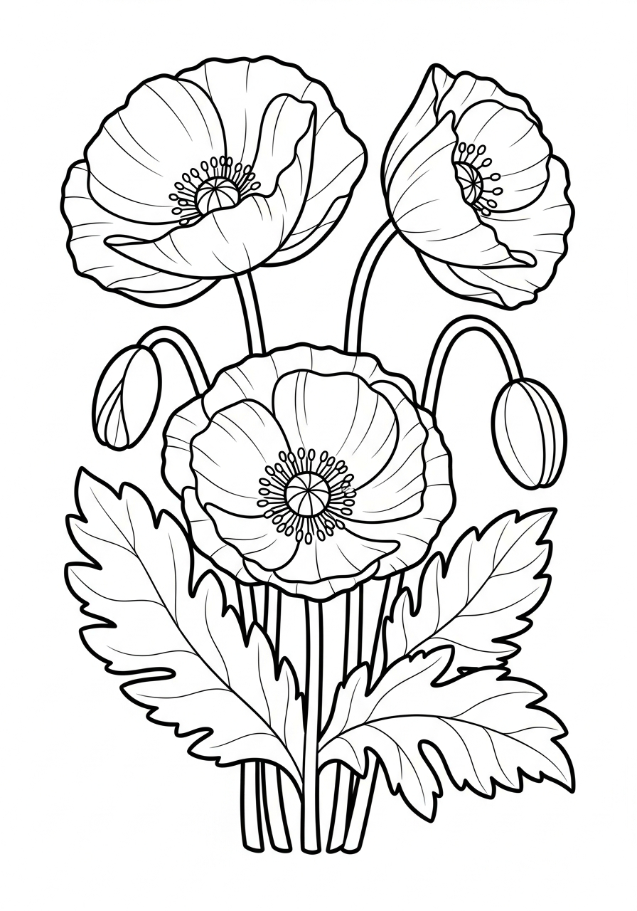 papavero da colorare pdf