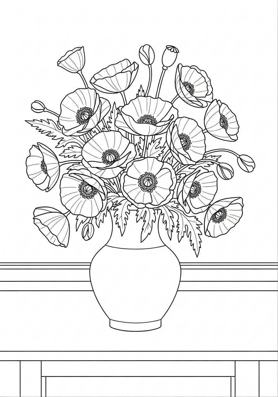 disegni papavero facili da colorare