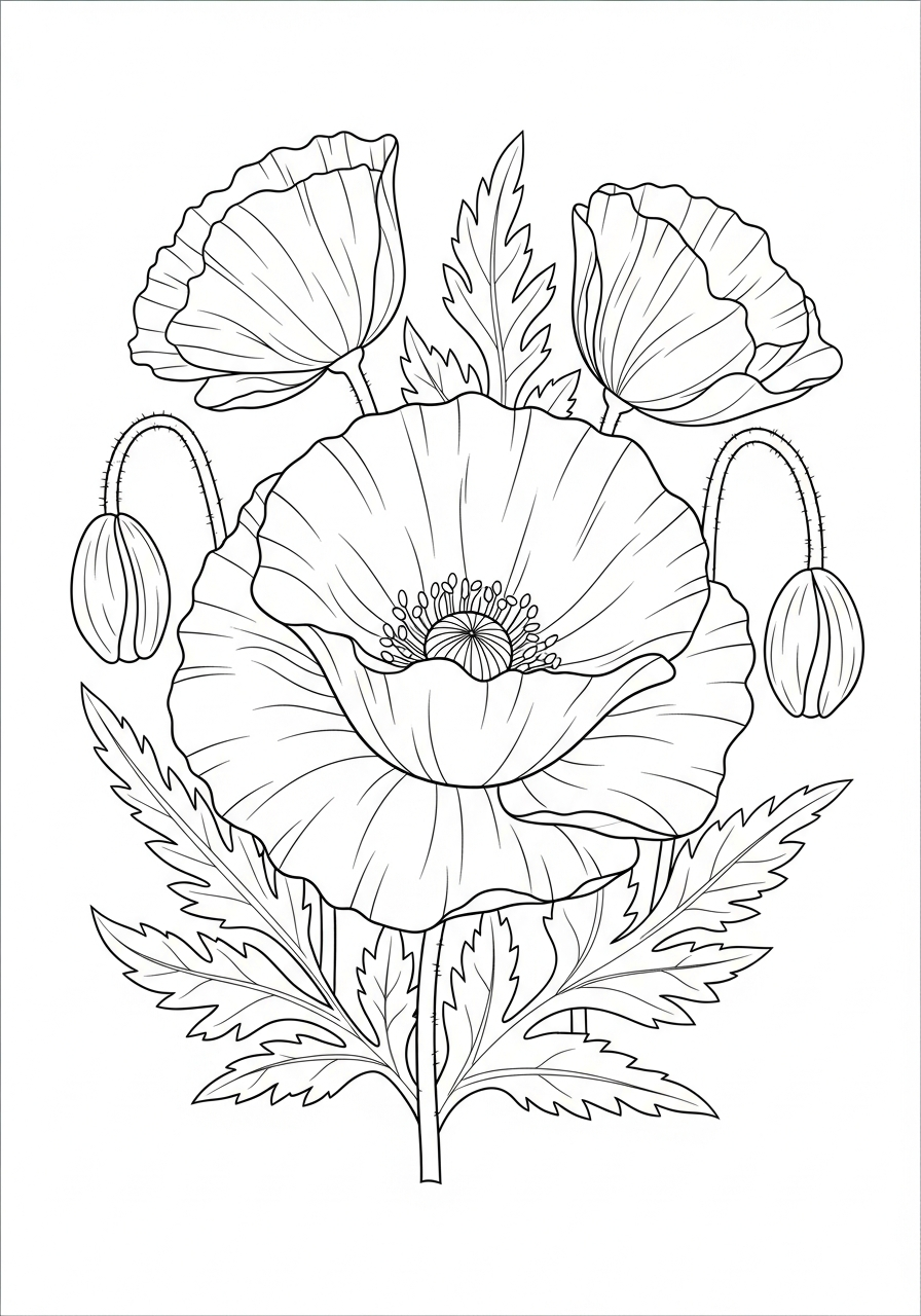 papavero da colorare facile 1