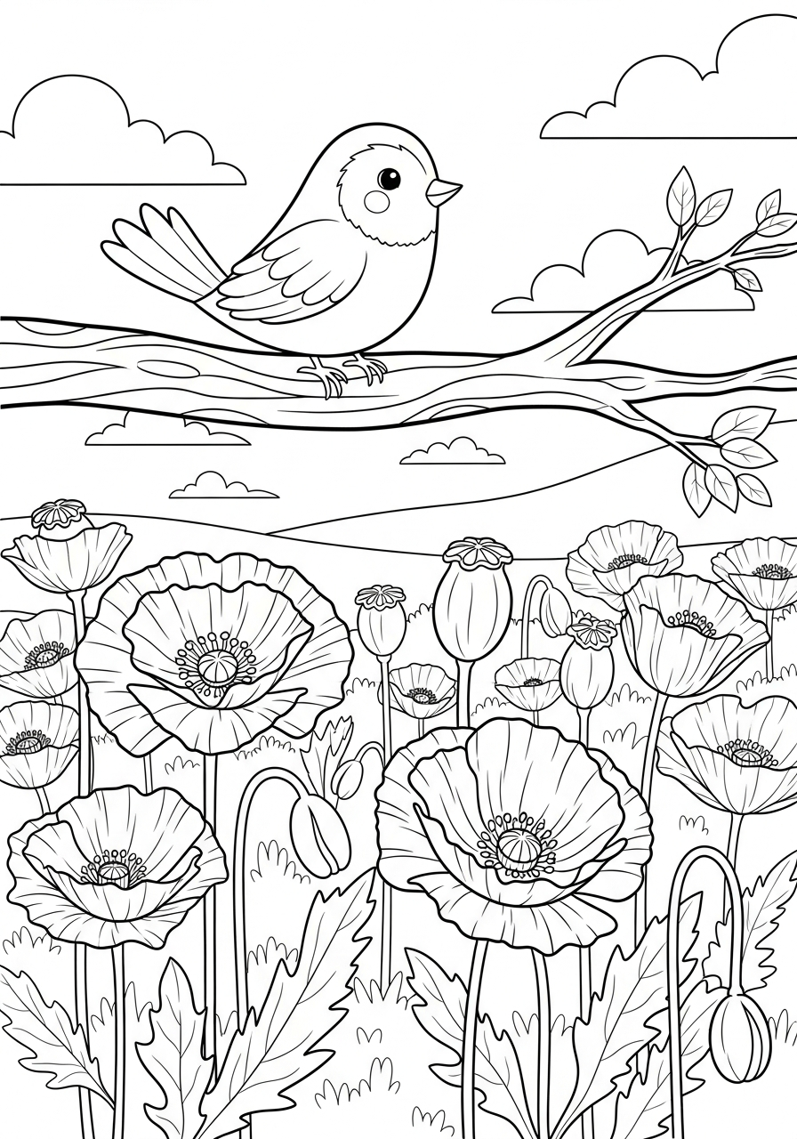 papavero da colorare facile