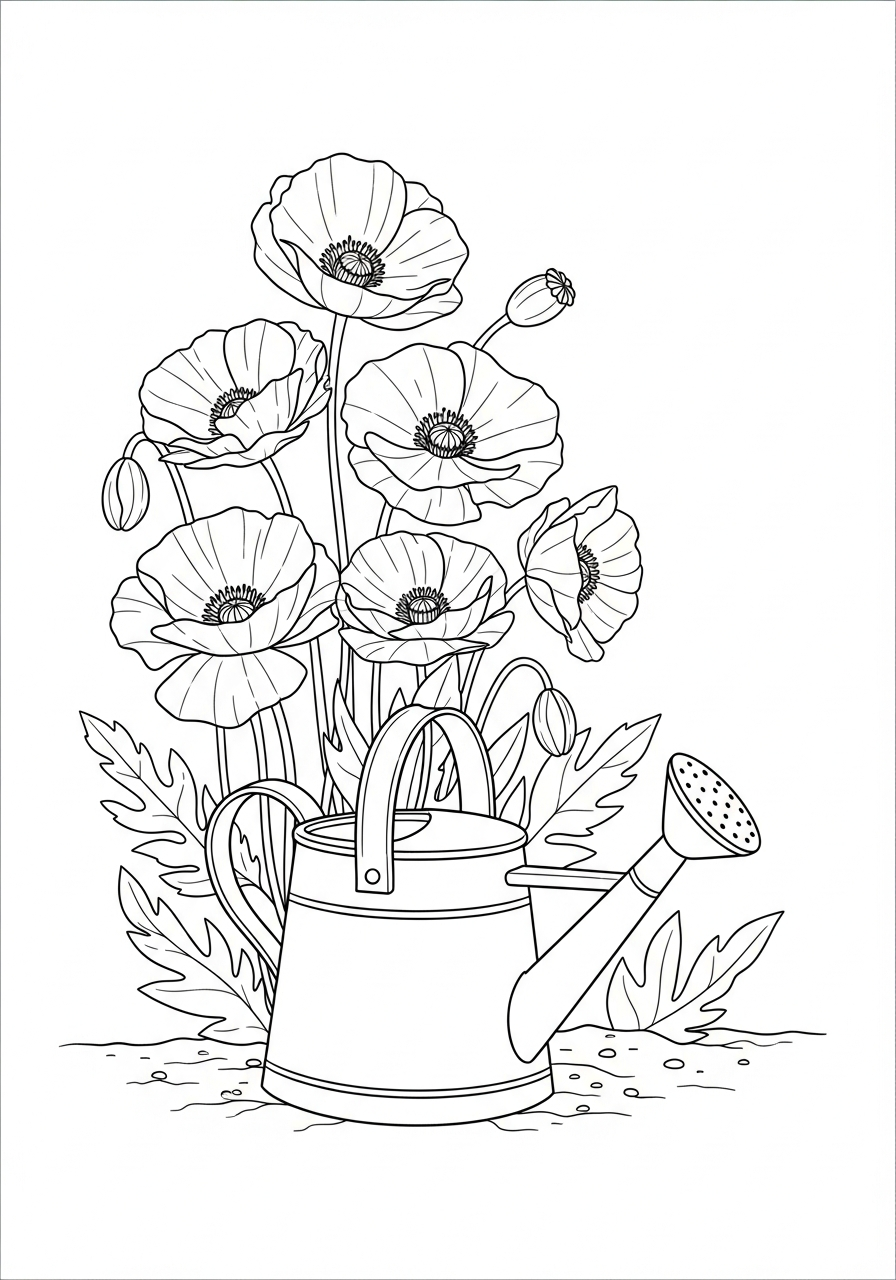 disegno di papavero da stampare e colorare