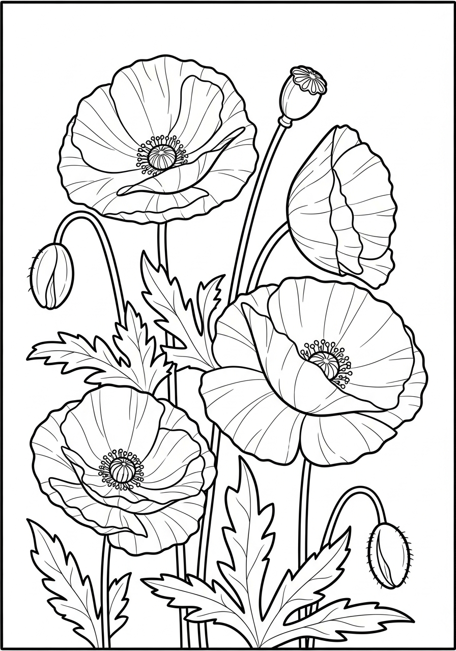 immagine da colorare papavero