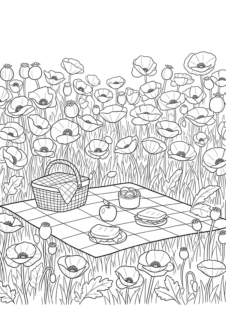 disegni facili di papavero da colorare